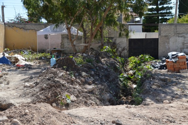 This is a sort of ravine. The water drains off the property here.