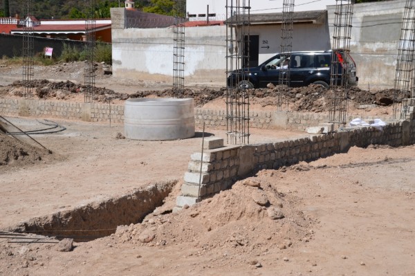 The beginnings of a wall! (Between the sanctuary and narthex.)