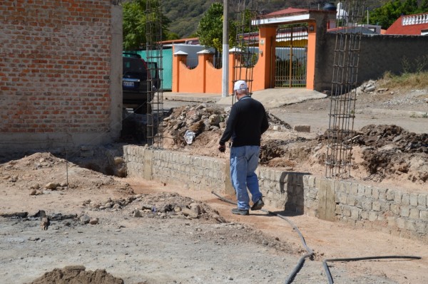 Ross is checking out the area where he'll be preaching from.