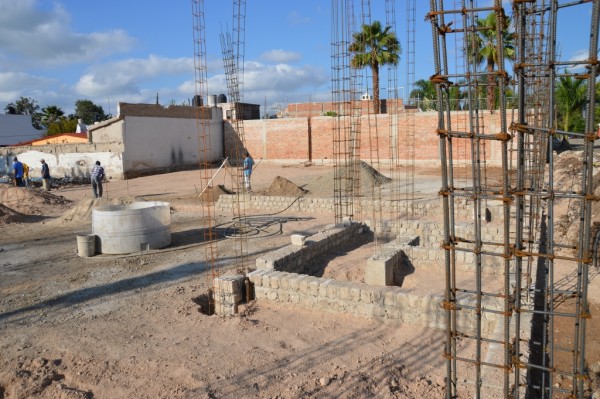 The walls in the foreground will be restrooms. The wall in the middle of the picture is for the sanctuary.