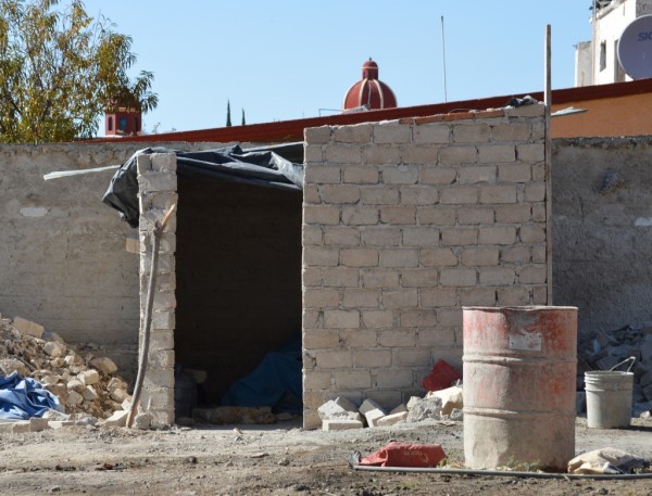 Storage shed at the new church