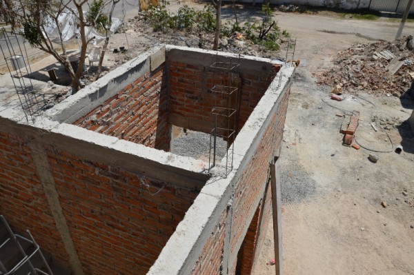 The elevator shaft.