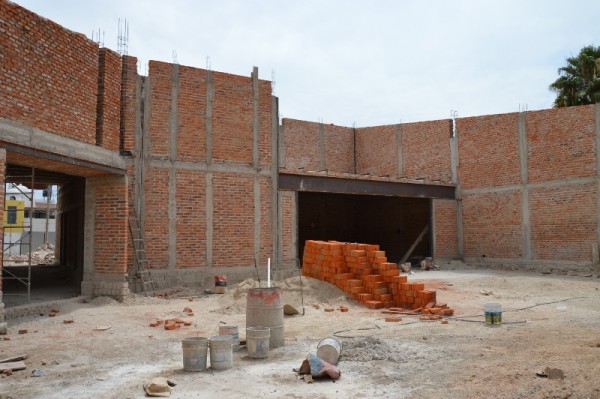 Facing the back of the sanctuary. The room on the right will be a classroom for the Lakeside Institute of Theology.