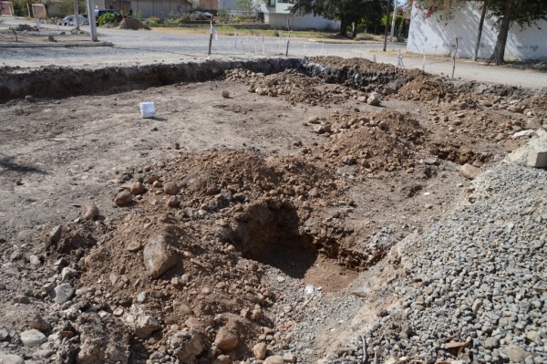 Trenches on the south side of the lot.