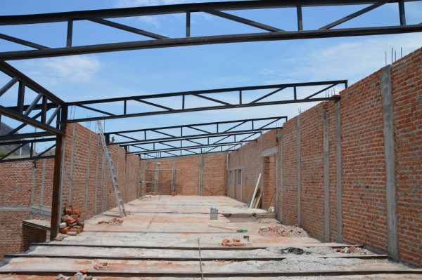 Second floor roof is started.